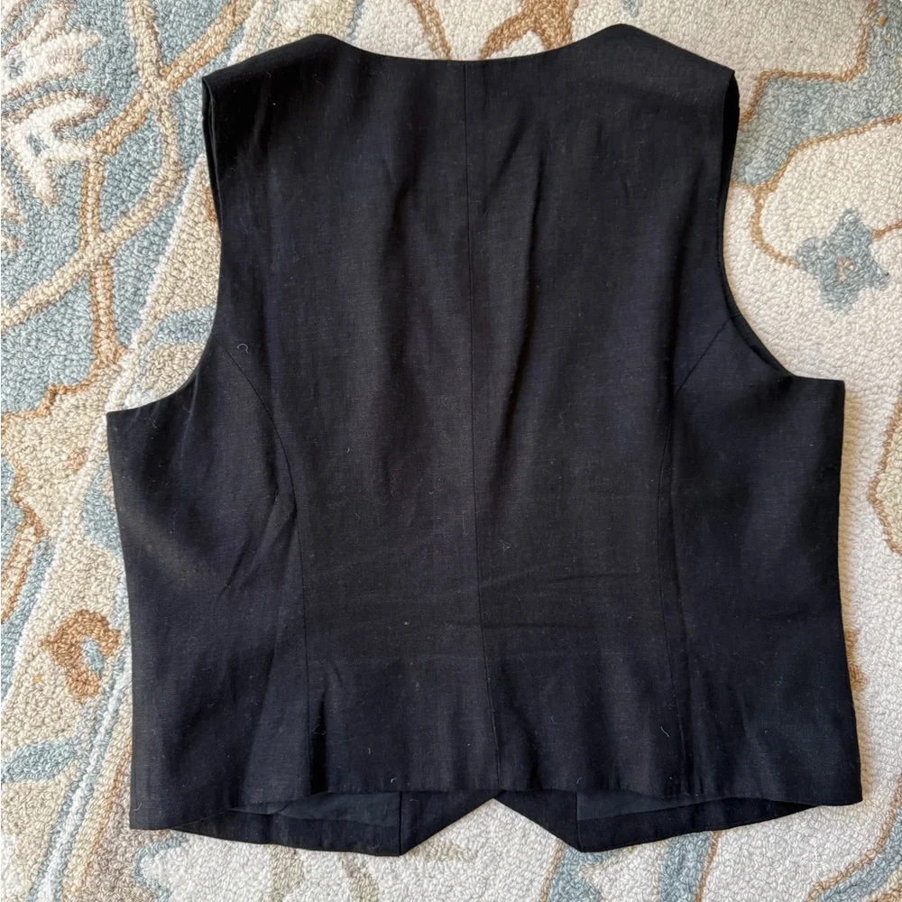 J. CREW Black Button Front V-Neck Vest, size 10 - Picture 3 of 7